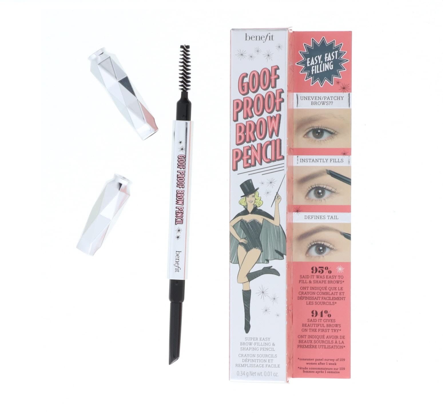 Goof Proof de Benefit avec goupillon intégré pour estomper et fusionner naturellement les sourcils.