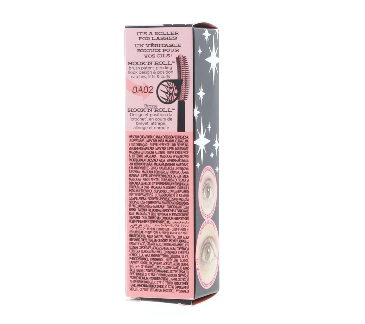 Benefit Roller Lash noir profond, packaging portable pour le maquillage.