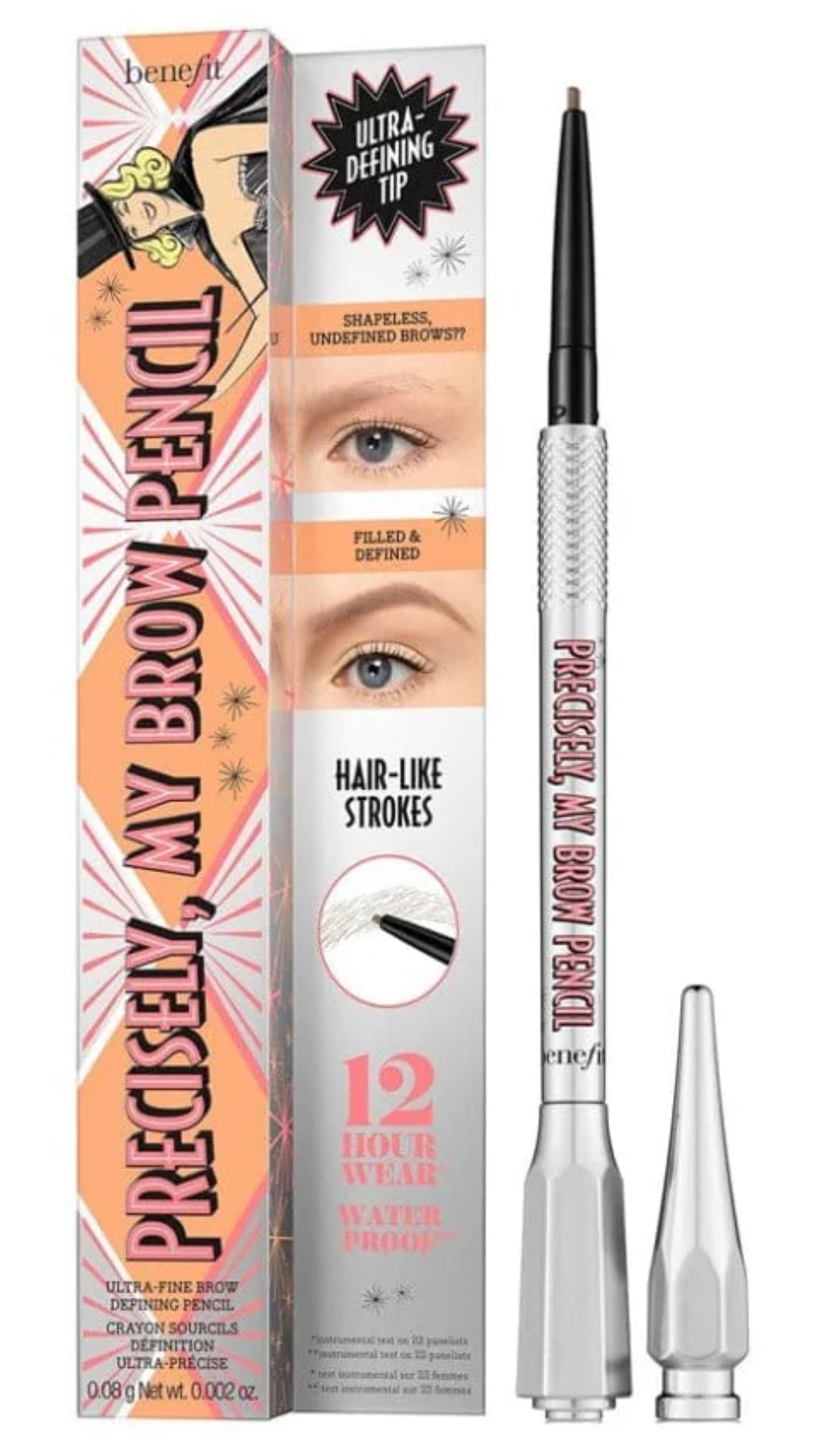 Benefit Precisely My Brow Detailer, pointe 0,8 mm pour des lignes nettes et précises.
