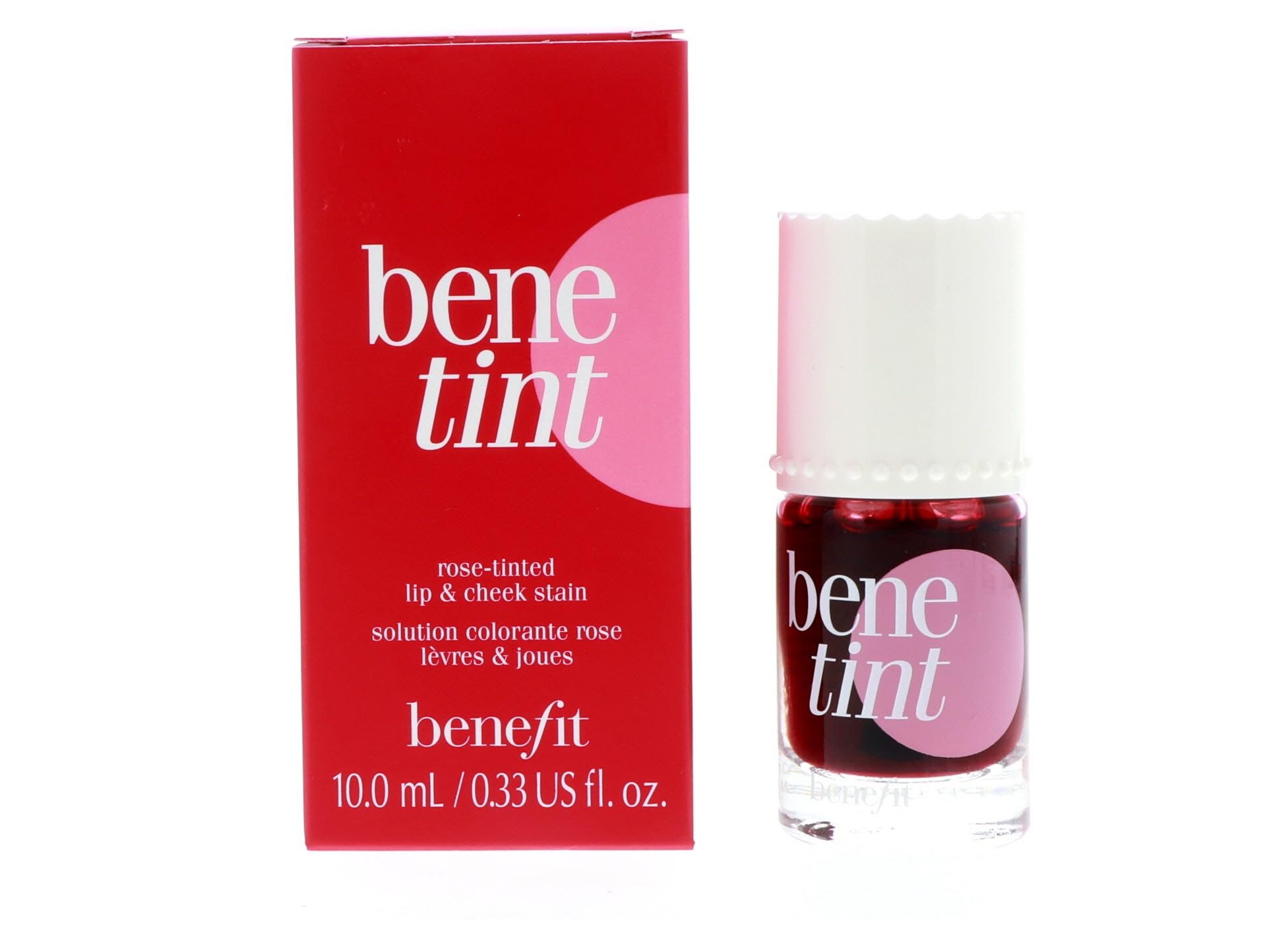 Benetint Benefit – bouteille teint rosé pour lèvres et joues, tenue longue durée.