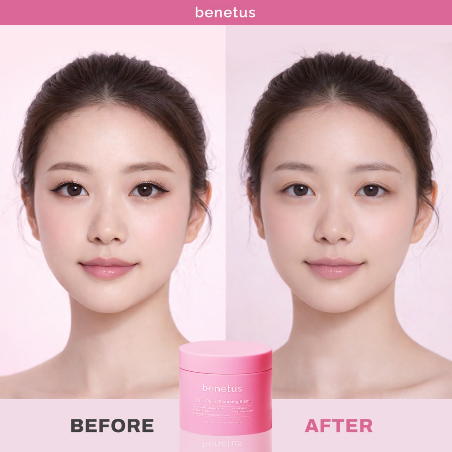 Benetus Deep Pure Cleansing Balm émulsion-lait, laisse la peau douce après rinçage.