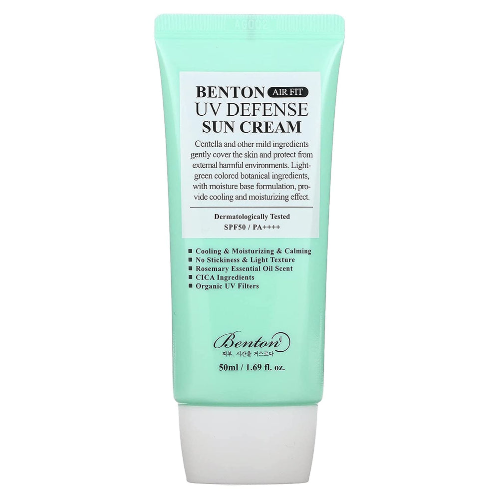 Benton Air Fit UV Defense Creme Solaire – bouteille présentée avec protection UV pratique au quotidien