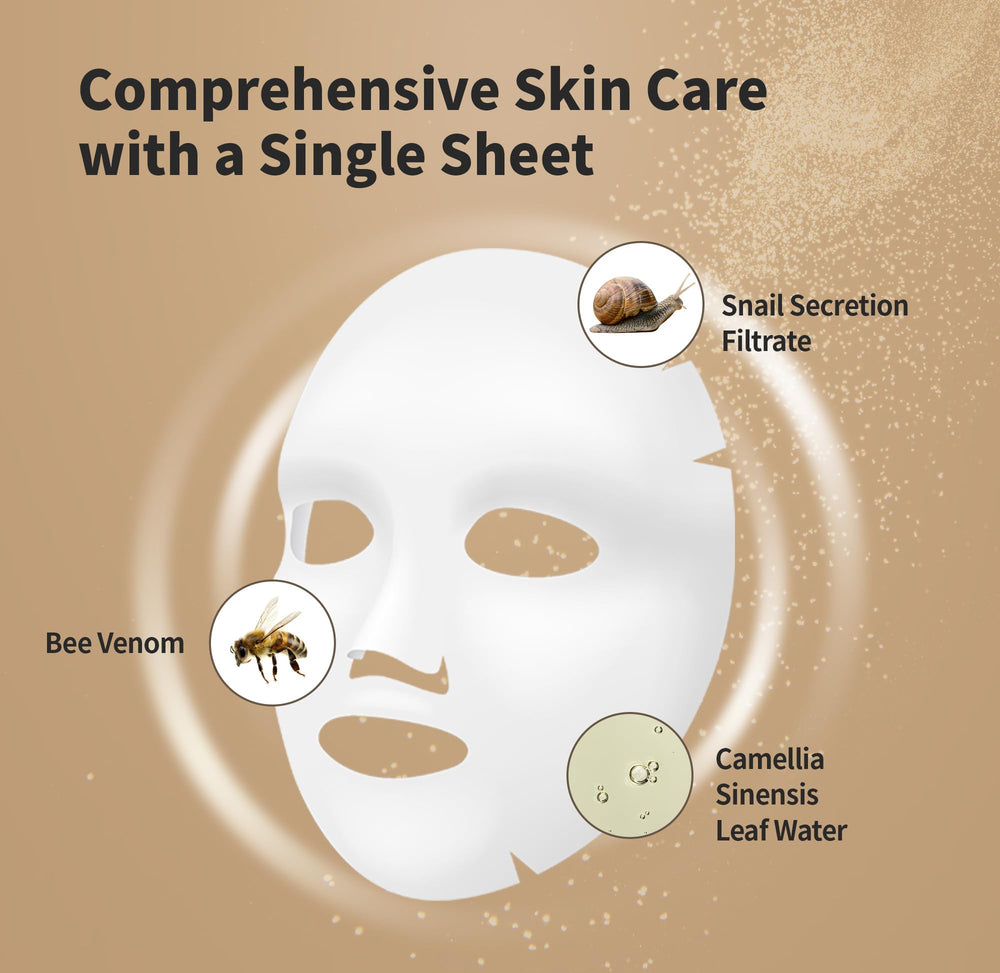 BENTON masque escargot abeille coton 100% feuilles doux pour la peau