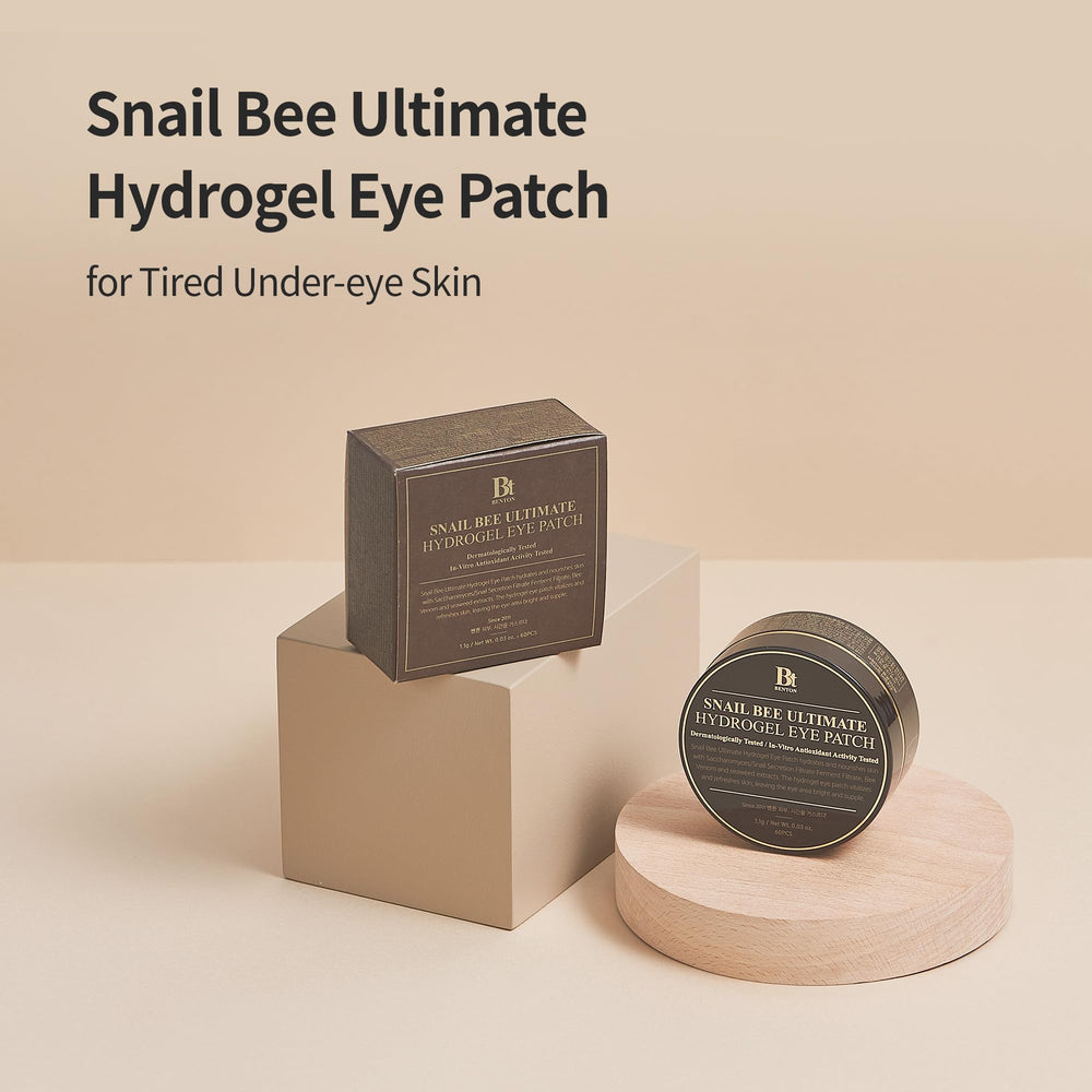 Texture soyeuse du pansement-yeux Benton Snail Bee Ultimate Hydrogel pour une sensation rafraîchissante.