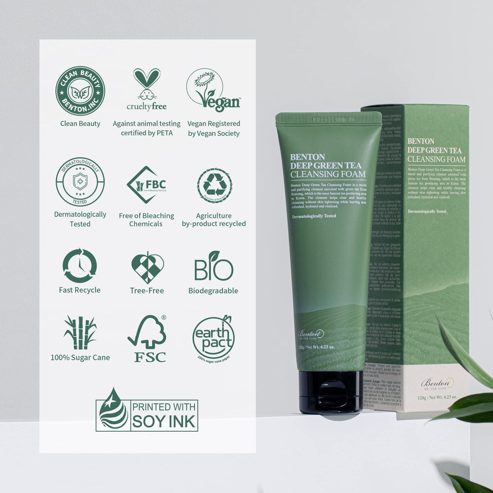 BENTON Deep Green Tea: emballage écologique et recyclable.