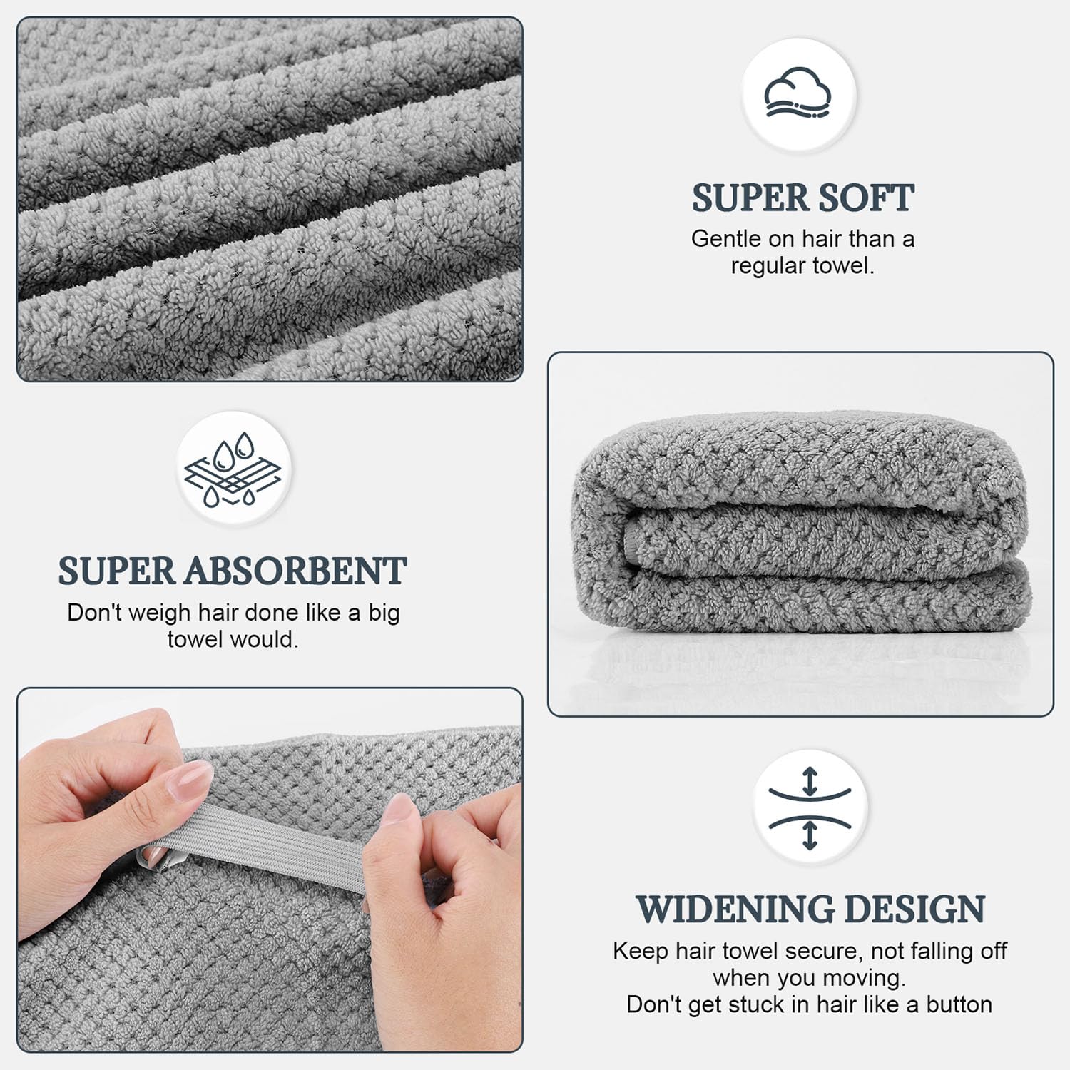 BEoffer serviette cheveux microfibre sans-frizz, réduit les frisottis.