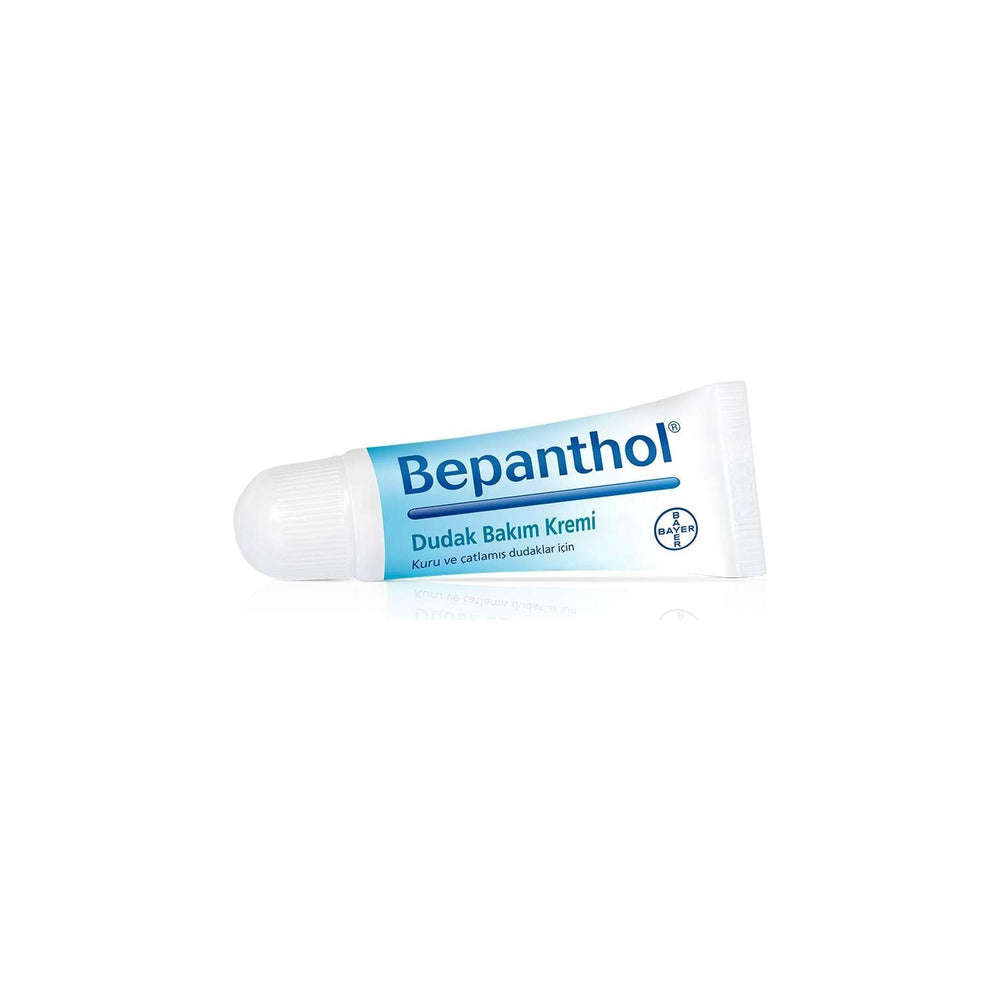 Bepanthol Crème Soin Lèvres, tube 7,5 g en gros plan pour nourrir les lèvres.