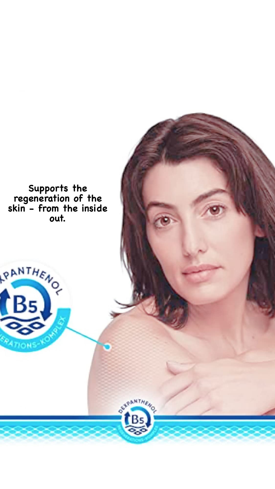 Bepanthol Derma Lotion, sans parfum ni conservateurs, adaptée aux peaux sensibles.