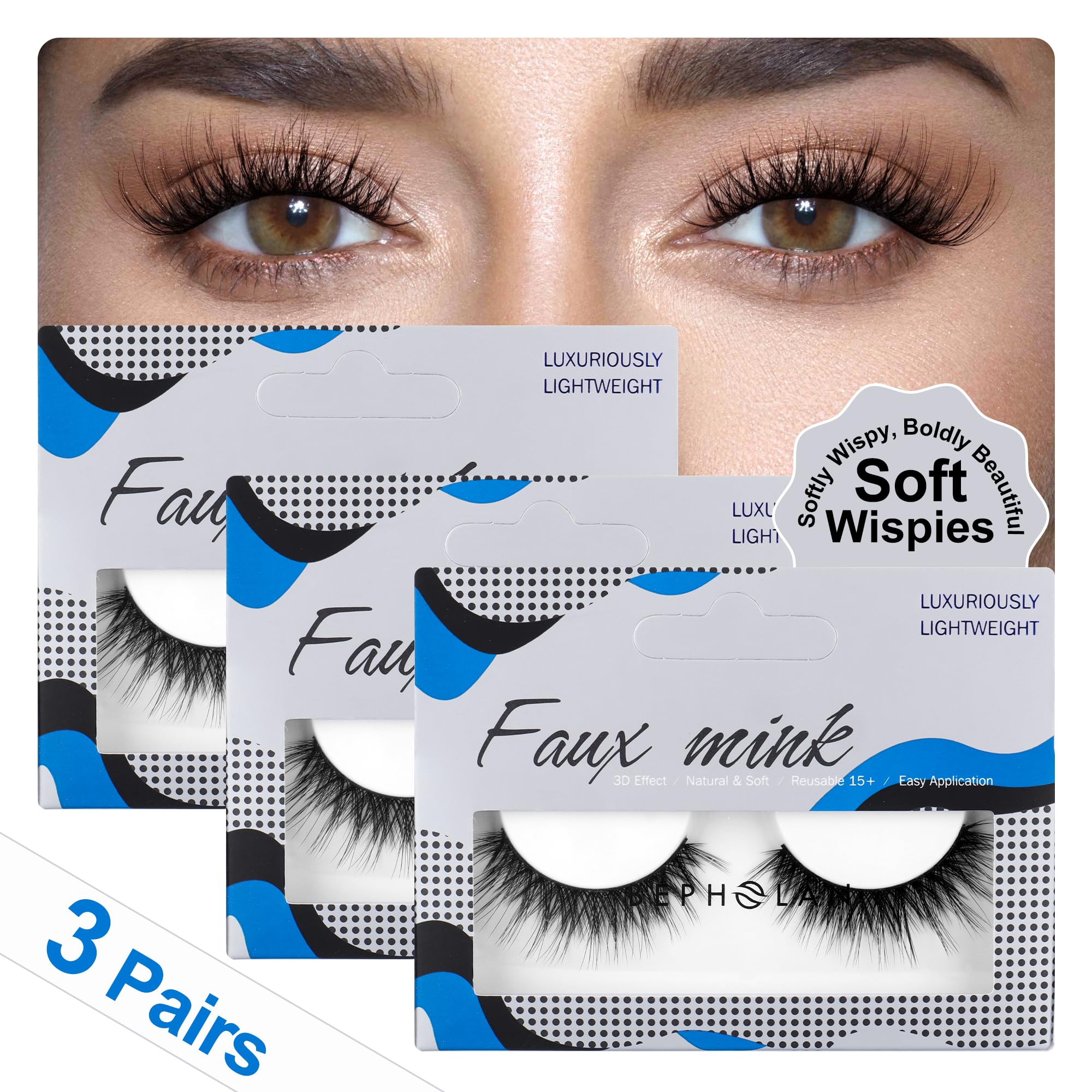 Bepholan cils naturel look 3D pour un regard discret et élégant.
