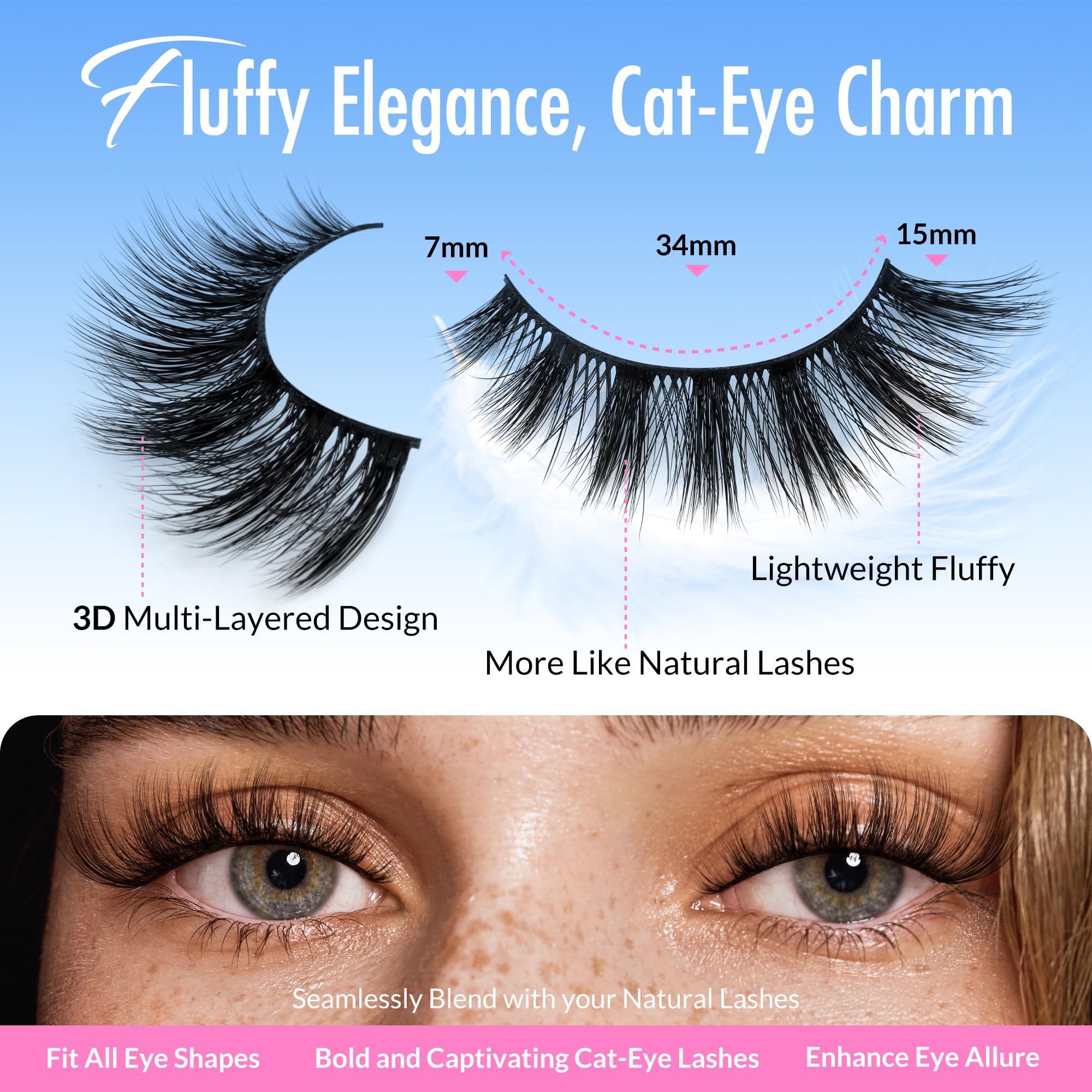 Cils BEPHOLAN 3D wispy pour un volume intense et léger.
