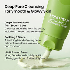 Beplain mung bean extract application shot highlighting gentle cleansing.