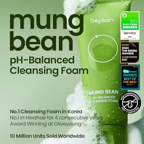 Beplain mung bean foam texture close-up showing rich lather for deep clean.