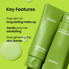 Beplain gel texture on hand shows smooth, fragrance-free exfoliation.