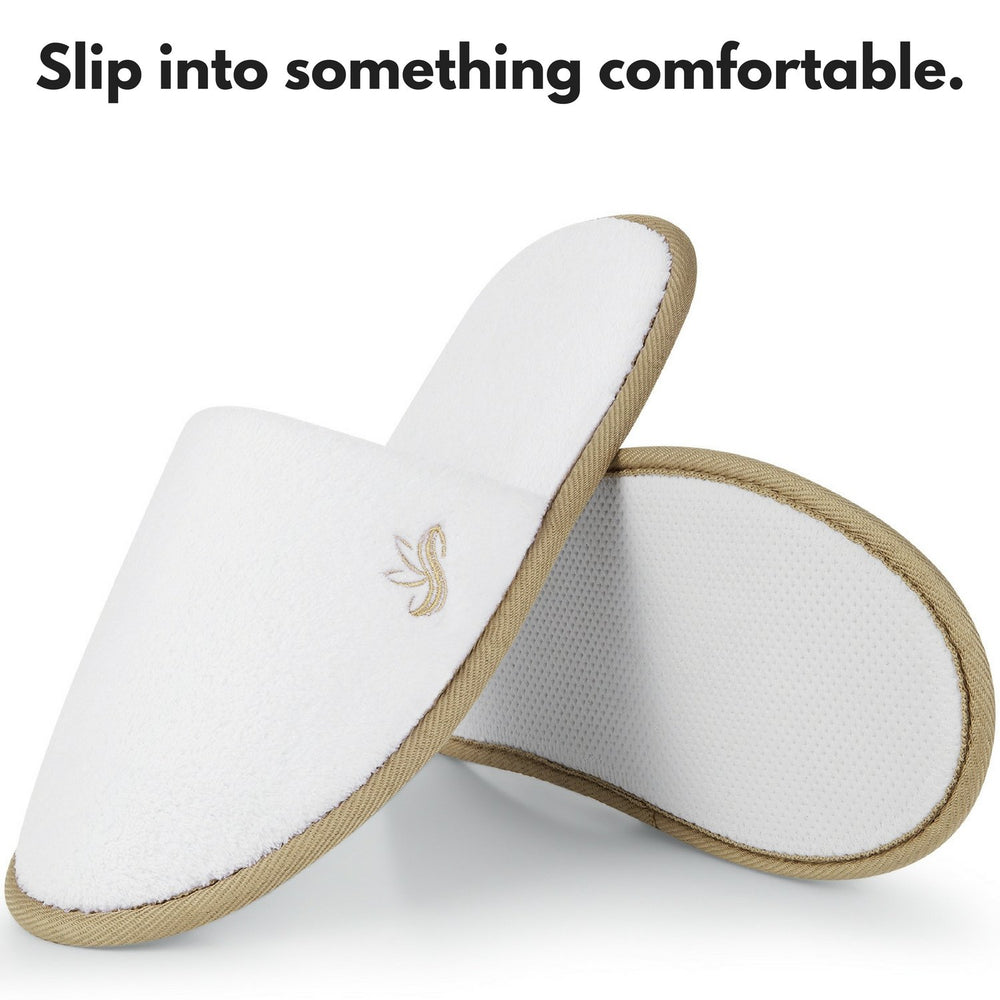 Chaussons Bergman Kelly blancs quiltés, douceur premium pour chambre