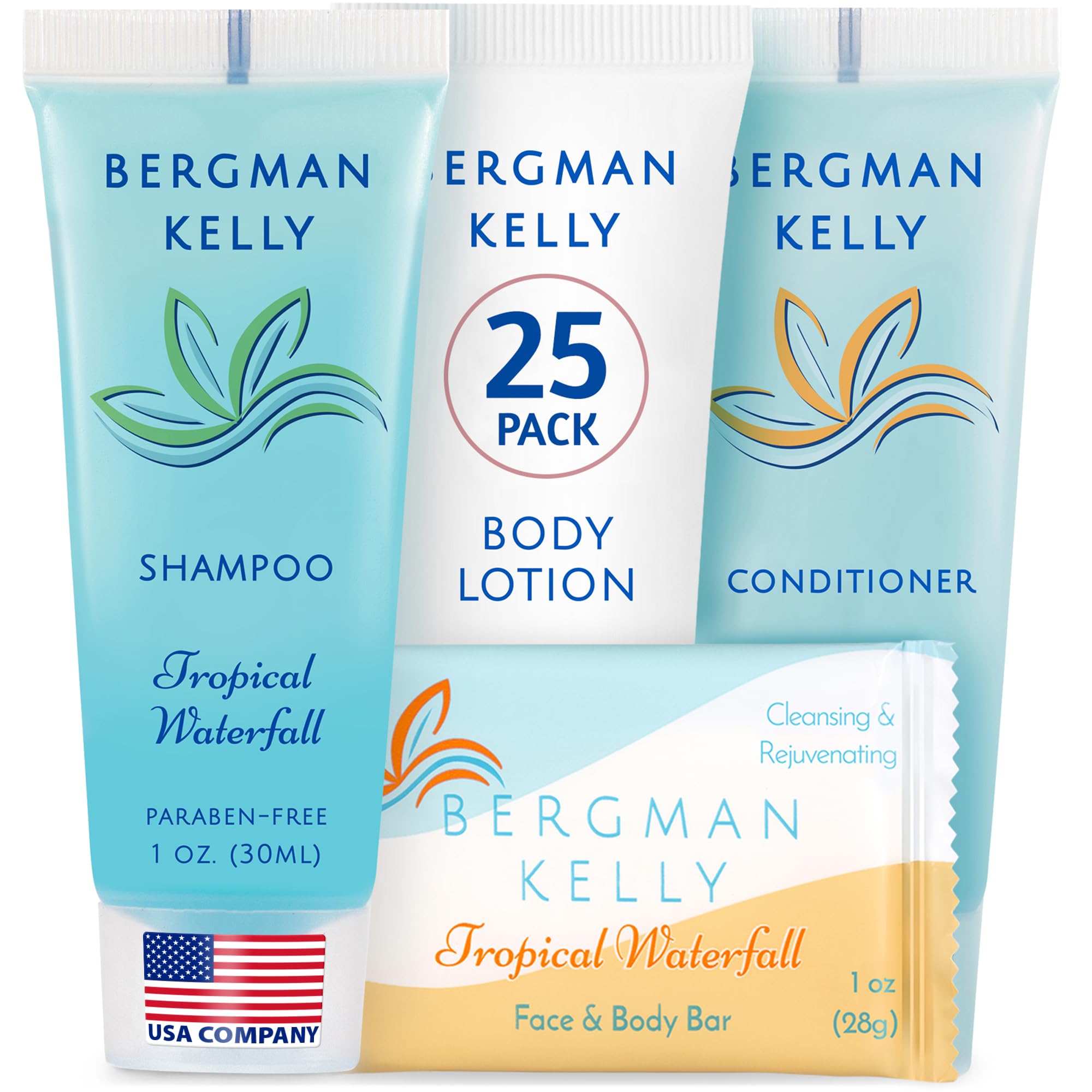 Savon Bergman Kelly 1oz, format voyage, parfum cascade tropicale idéal accueil client