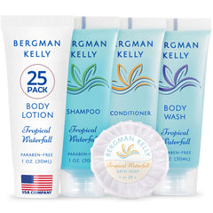 BERGMAN KELLY Savons hôtel miniatures Tropical Waterfall, 1 oz, expérience client douce et rafraîchissante.