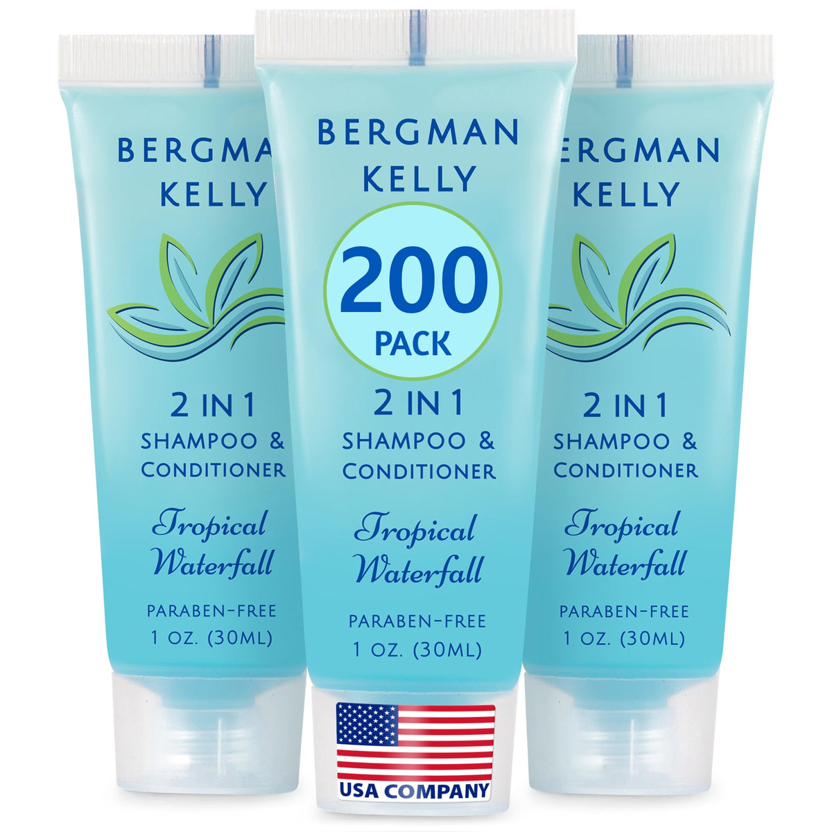 Bergman Kelly Shampoing 2 en 1 voyage, bouteille pratique et revitalisante