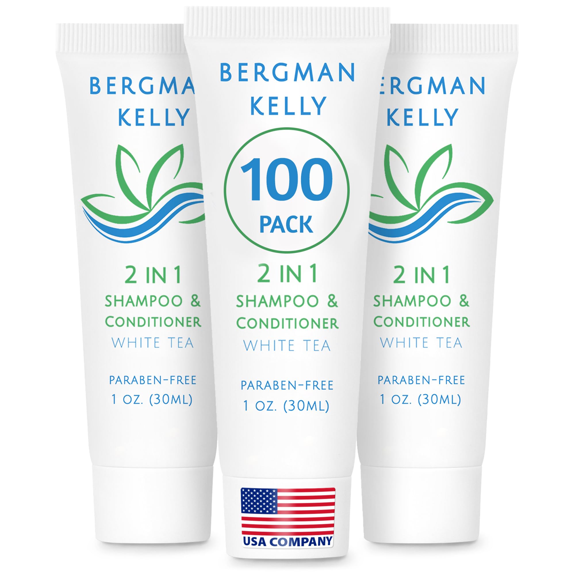 BERGMAN KELLY shampoing et apres-shampoing 2 en 1 thé blanc, voyage pratique.