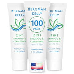 BERGMAN KELLY shampoing et apres-shampoing 2 en 1 thé blanc, voyage pratique.