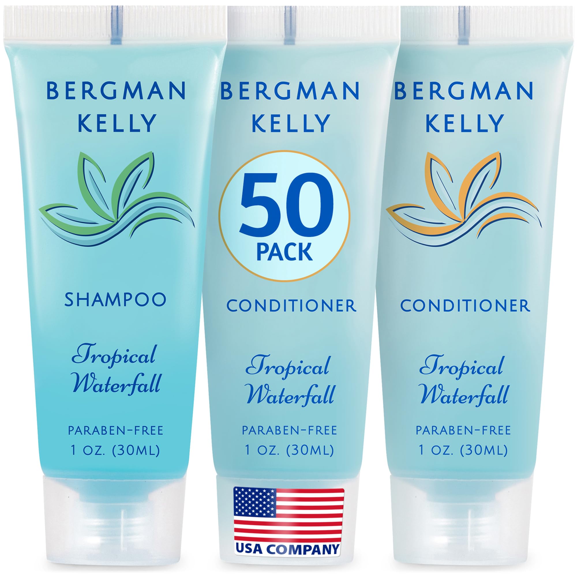 Shampooing Bergman Kelly en voyage 1oz prêt à emporter pour séjours propres et frais.