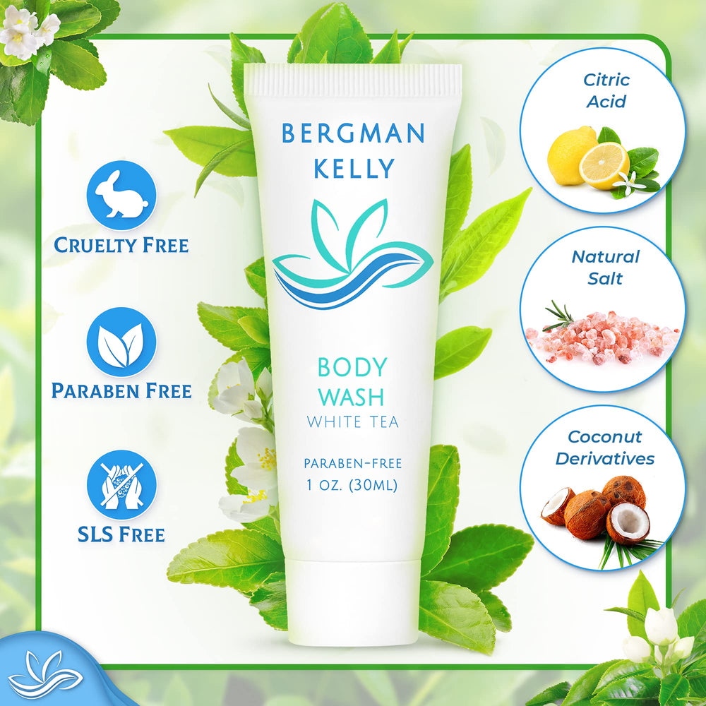 BERGMAN KELLY white tea scented wash bottle for revitalizing hotel guest experience