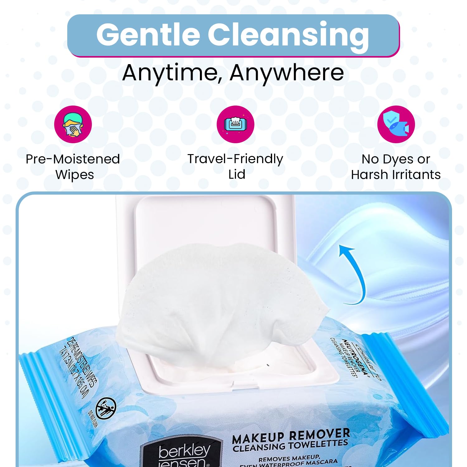 Lingettes compactes Berkley Jensen: format voyage pratique pour sport et déplacements