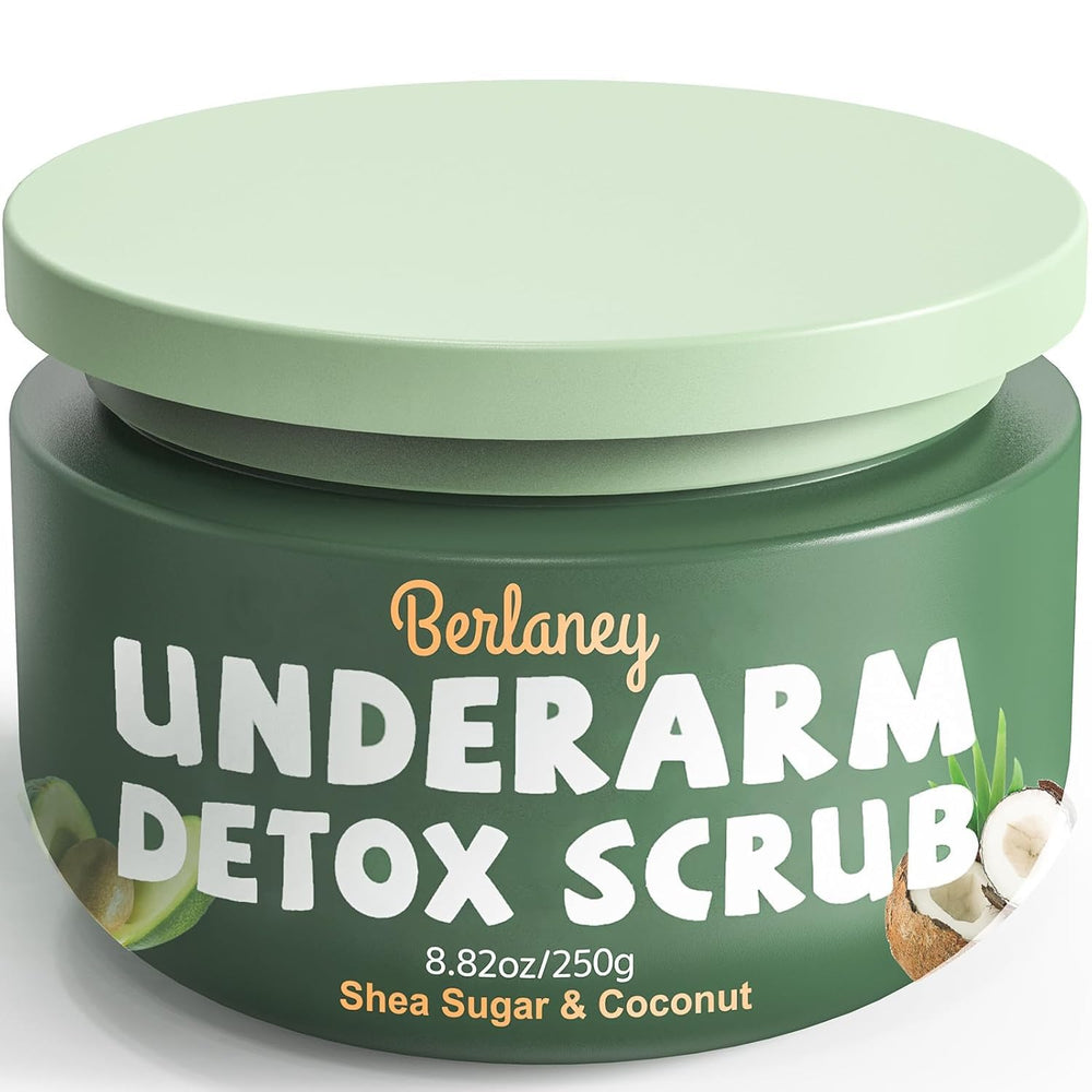 Berlaney armpit detox scrub jar for gentle exfoliation and refreshed skin.
