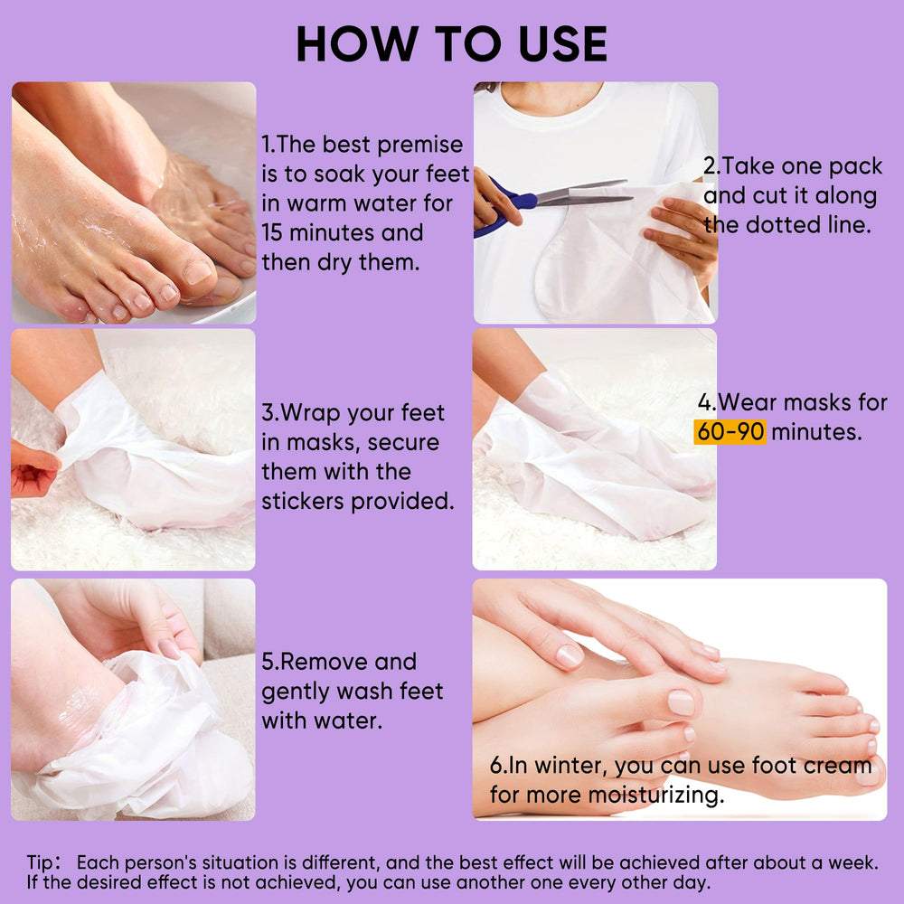 Berlaney masque-pieds-application-douce: enveloppement précis pour une peau plus douce.