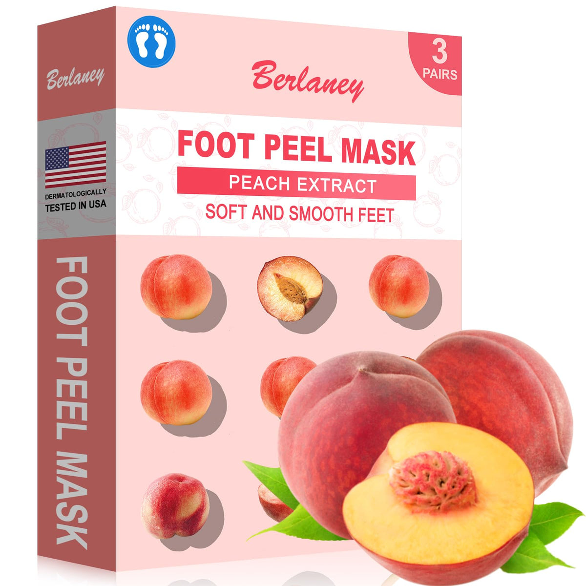 Berlaney masque-pieds pêche flacon — soin ciblé pour pieds doux
