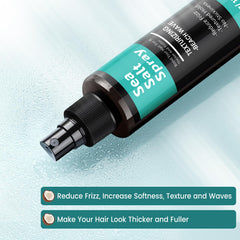 Berlaney Spray Sel Marin – démonstration d'application sur cheveux mouillés pour texture accrue.