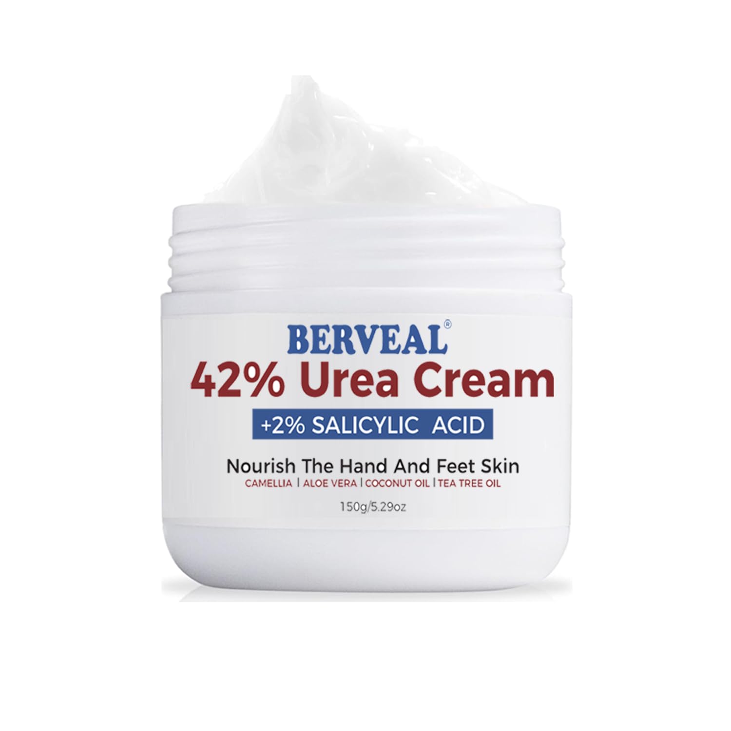 Crème Berveal Urea 42% pour pieds, présentation bouteille et hydratation ciblée