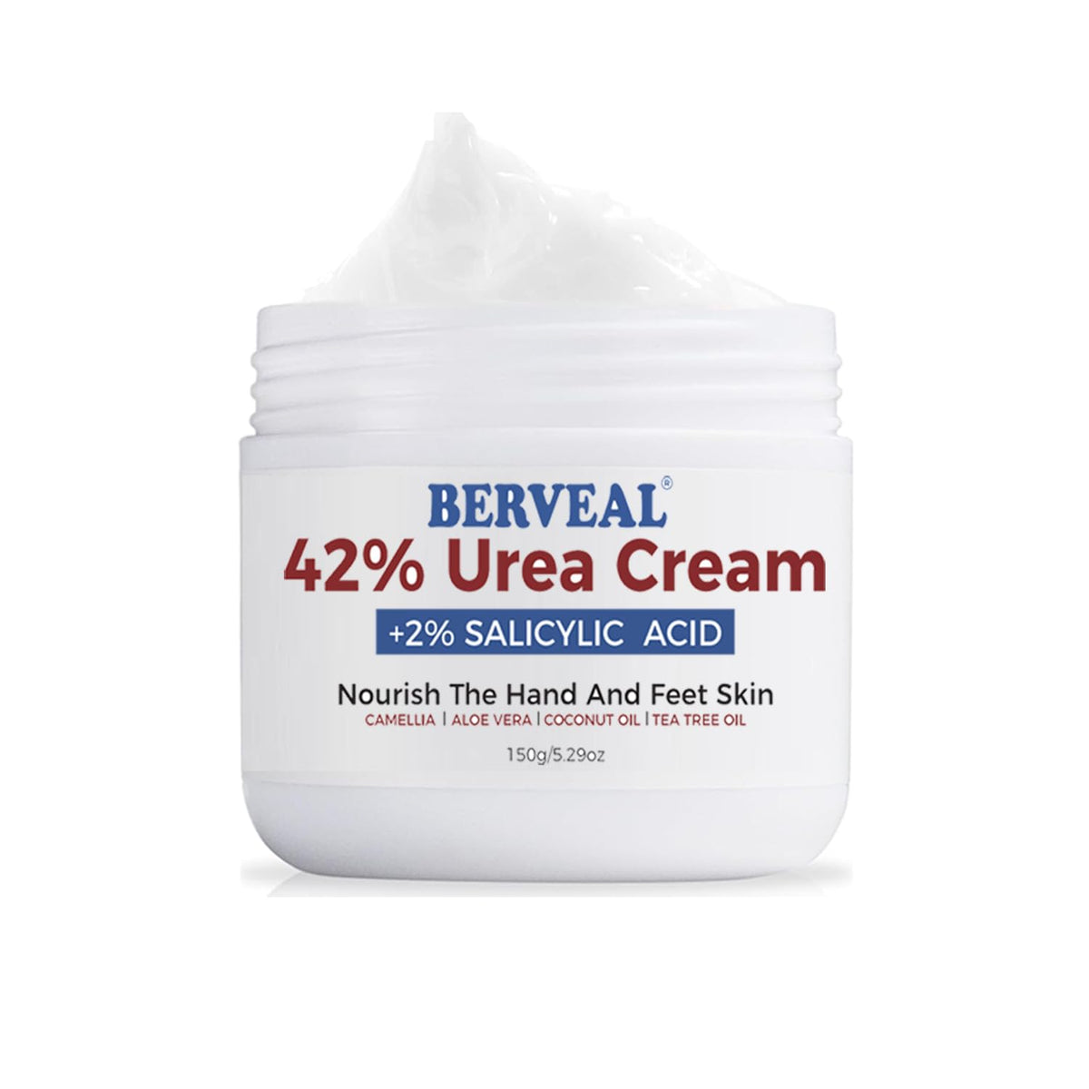Crème Berveal Urea 42% pour pieds, présentation bouteille et hydratation ciblée