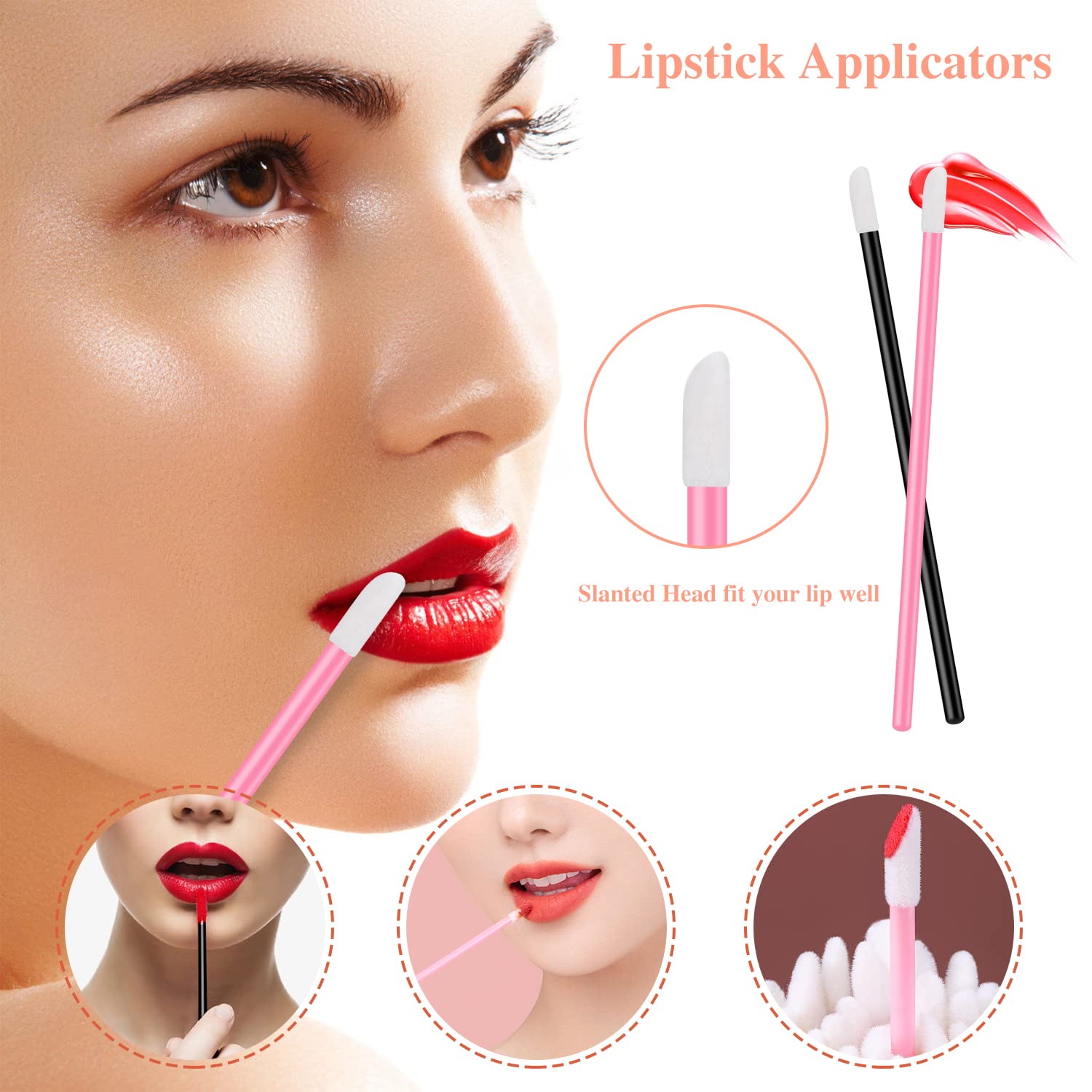 BESARME: applicateur lèvres oblique jetable pour une pose précise du rouge.