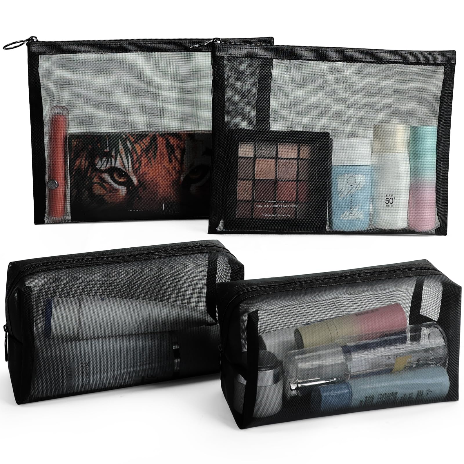 Pochettes maille besharppin, quatre pièces, rangement pratique pour le maquillage en voyage.