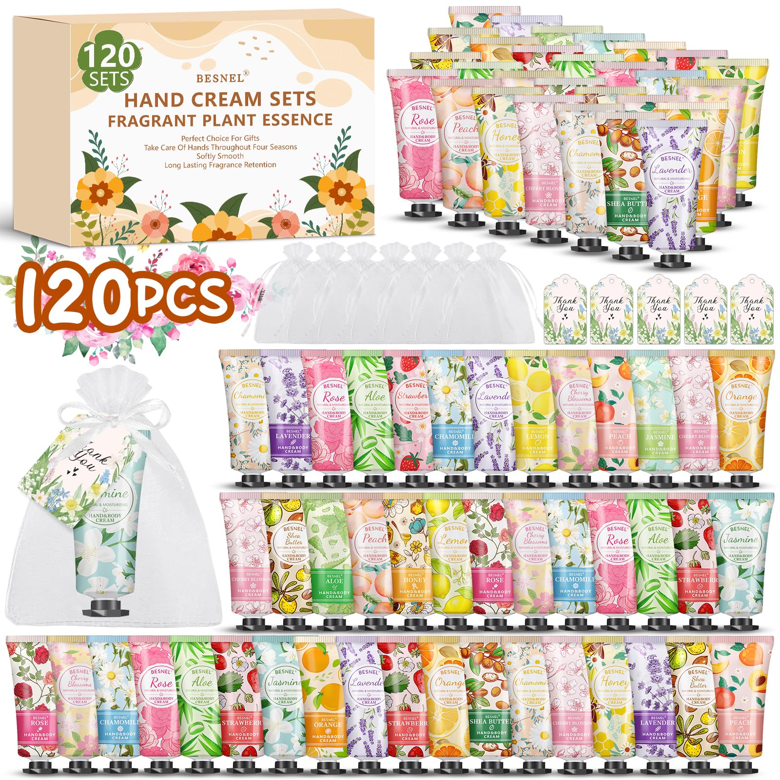 Coffret BESNEL avec crème mains parfum rose pour hydratation légère.