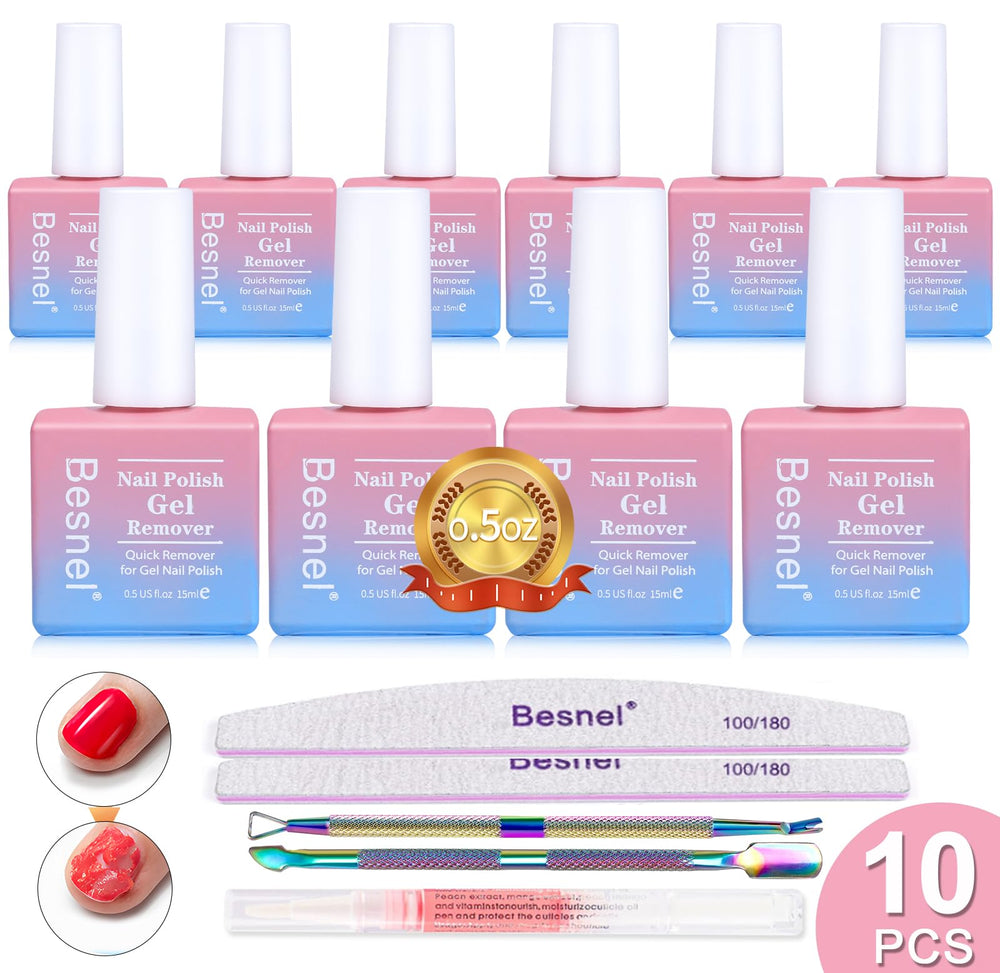BESNEL kit-dissolvant-vernis-gel-10-pack, retrait rapide à domicile sans aluminium.
