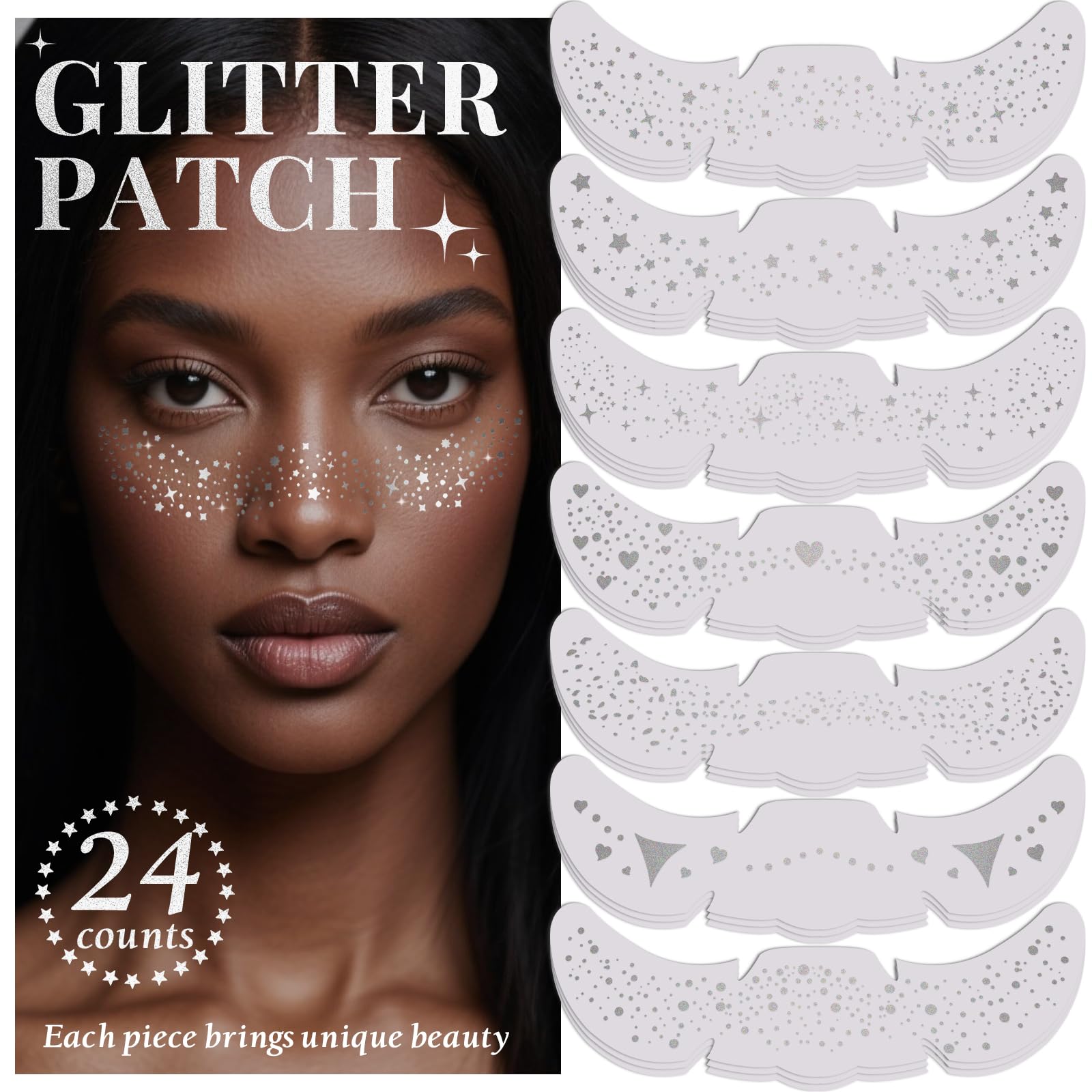 Patch Besnel taches-de-rouseur iridescentes argentées pour festival durable et scintillant