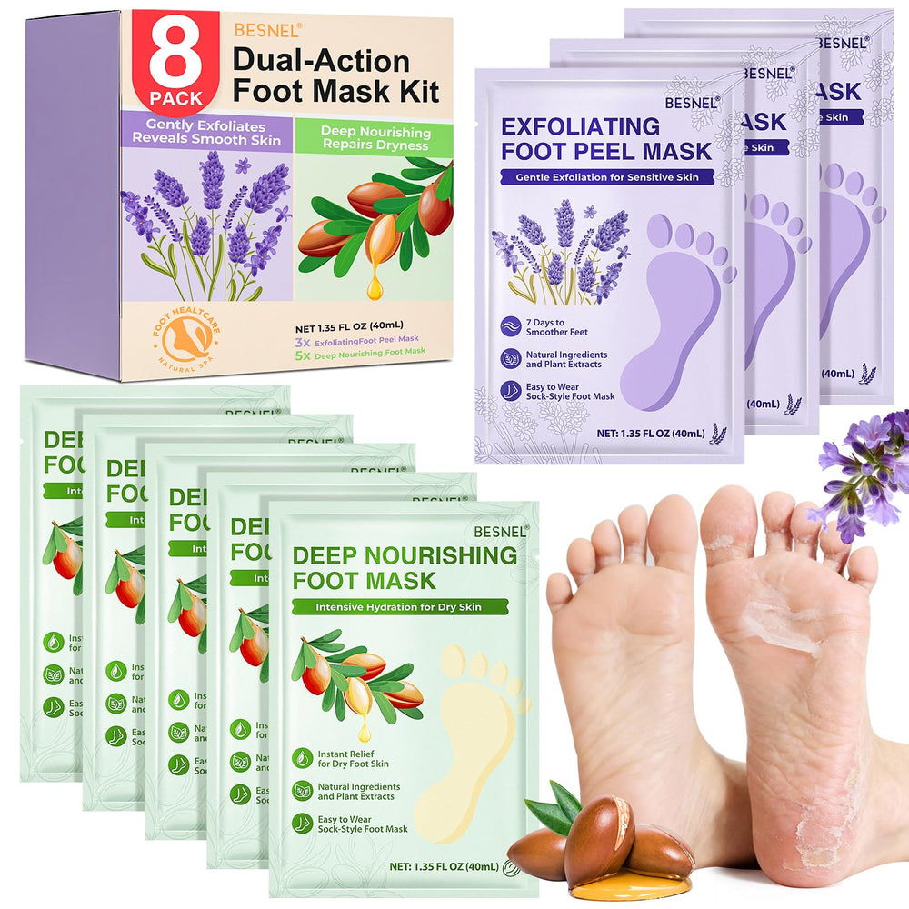 BESNEL pieds exfoliant: masque pieds 3 pièces pour éliminer les peaux mortes.