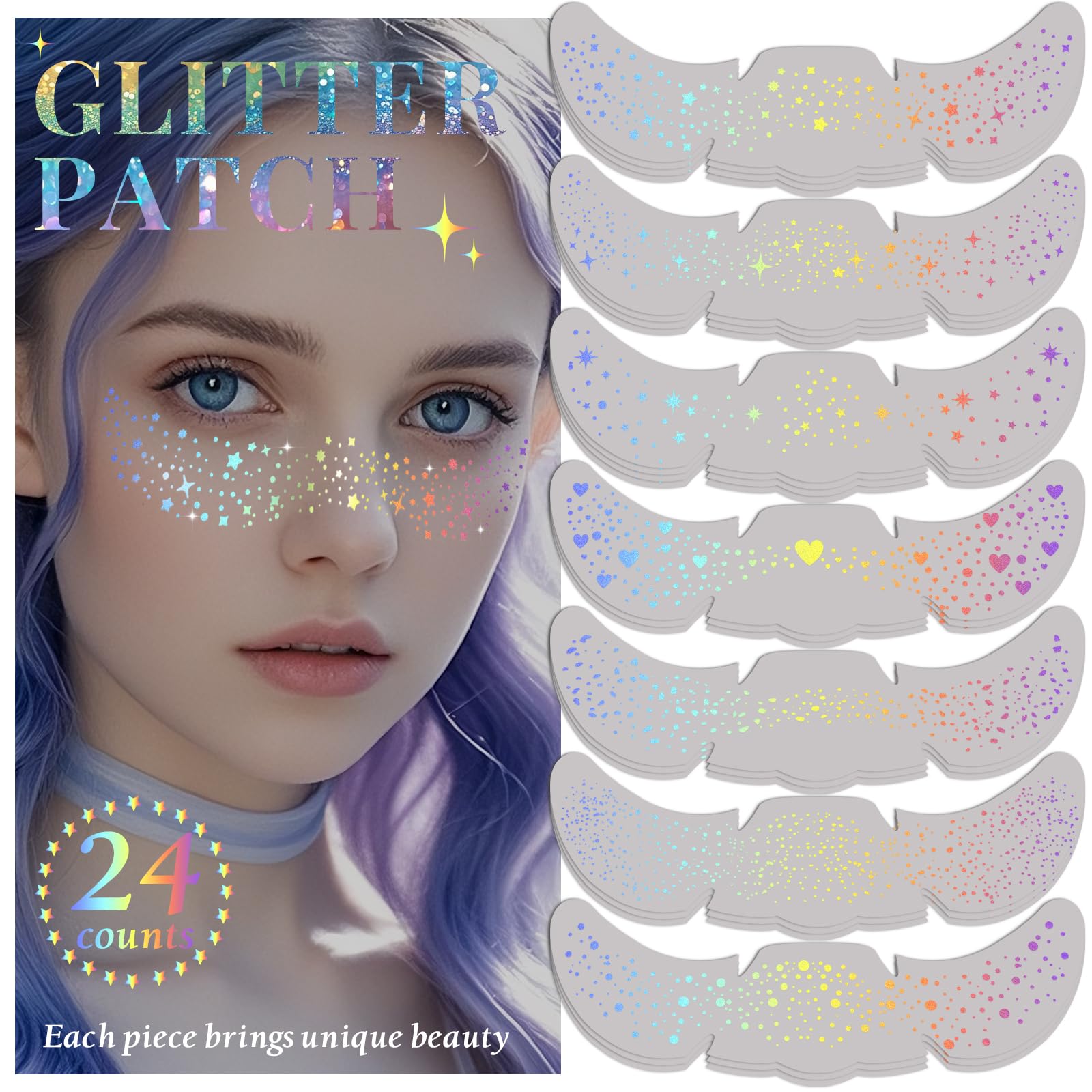 BESNEL patches taches de rousseur holographiques 24 pièces pour un éclat durable sur le visage