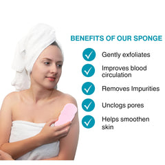 Besobella éponges exfoliantes bleues pour une peau plus lisse après la douche.