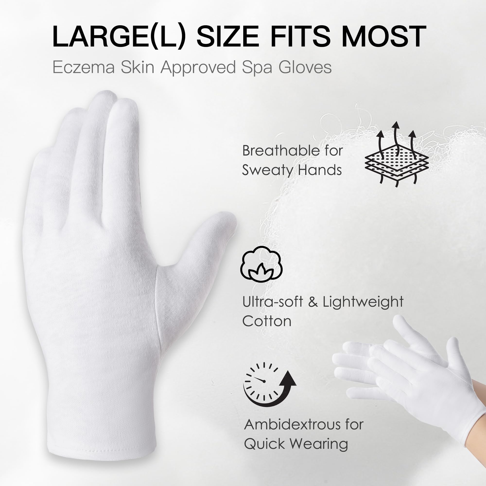 Gants hydratants BESSLEE portés la nuit pour mains douces.