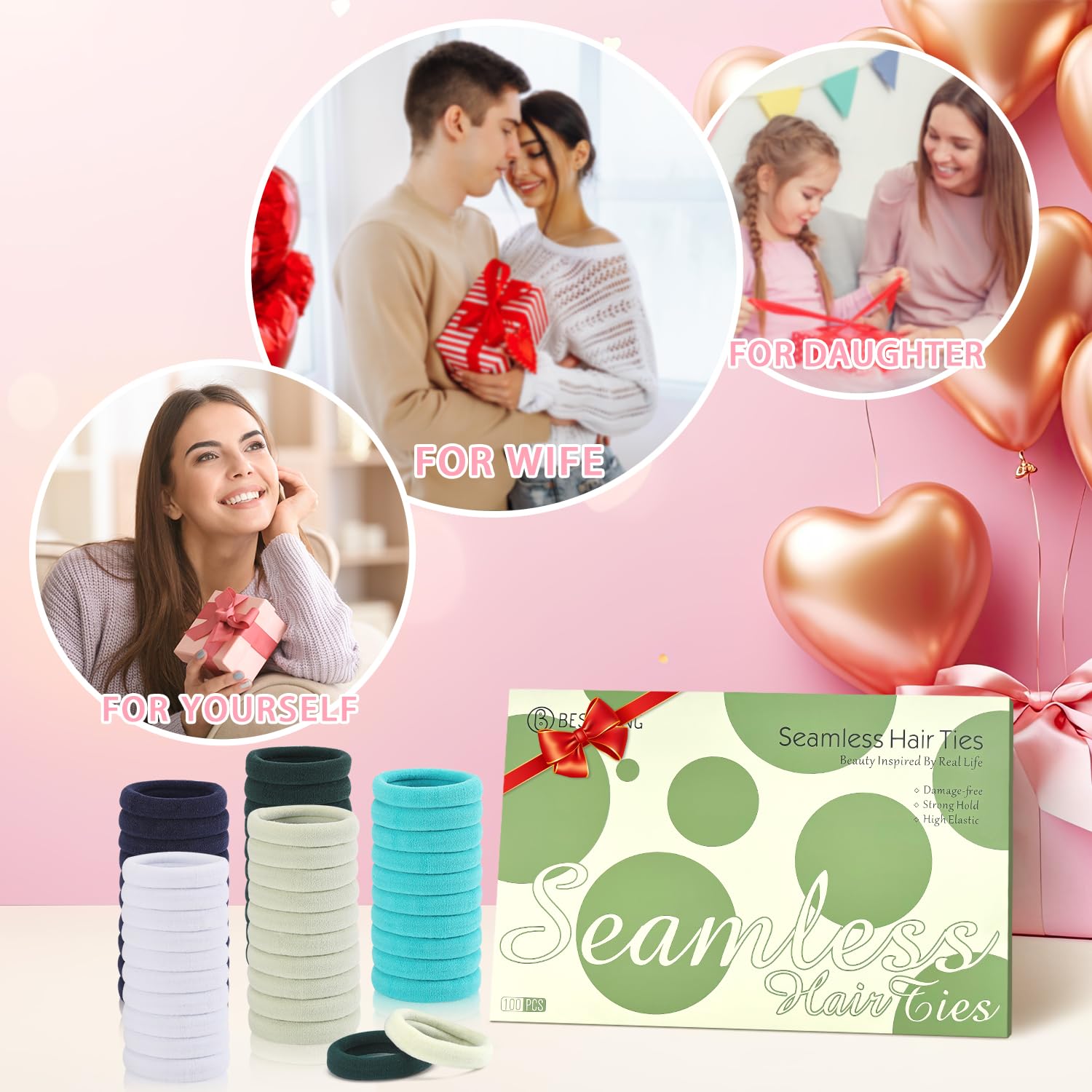 Bessrung élastiques cheveux bleu dégradé, parfaits pour filles et femmes.