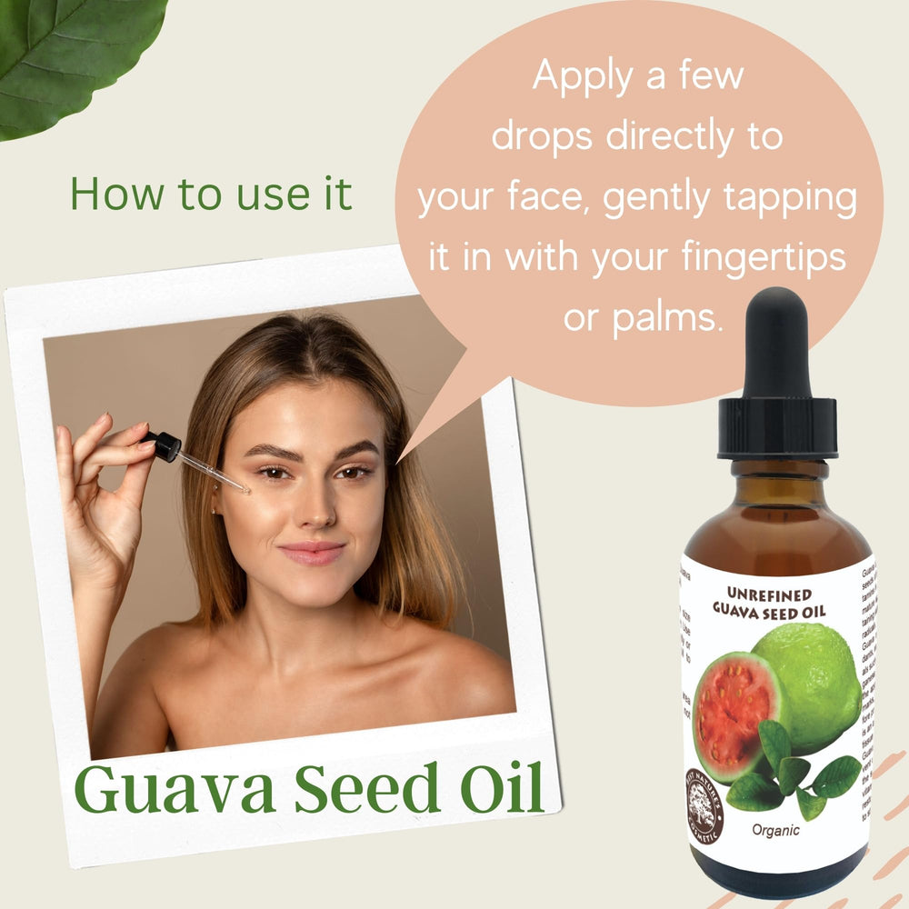 Best Nature's Cosmetics – Application sur le visage avec huile de goyave, peau douce.