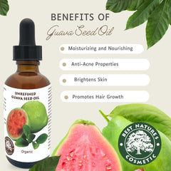 Best Nature's Cosmetics – Vue-serrée des graines de goyave, riches en antioxydants.