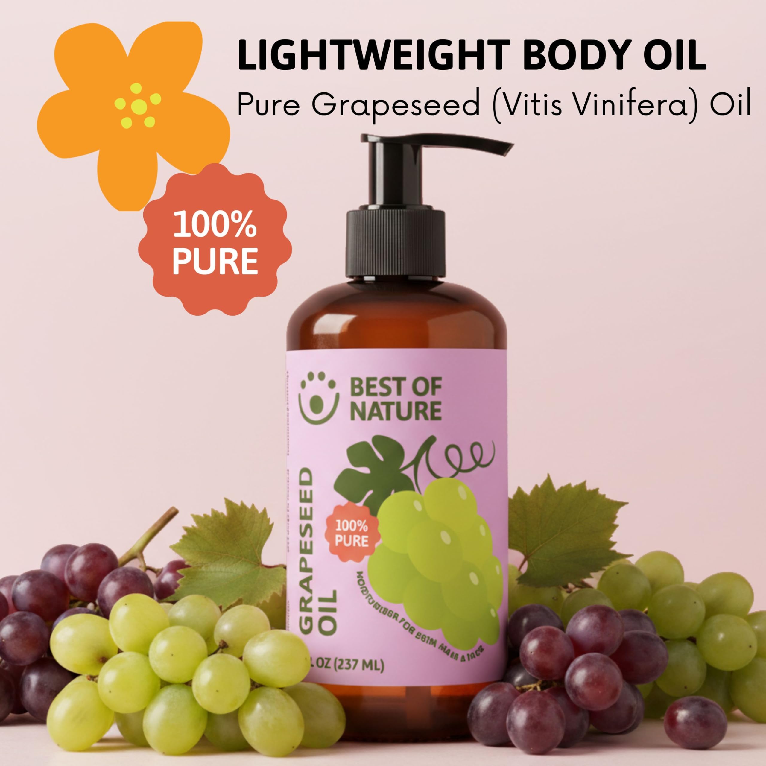 Best of Nature huile pépins-raisin appliquée sur le visage, absorption rapide.