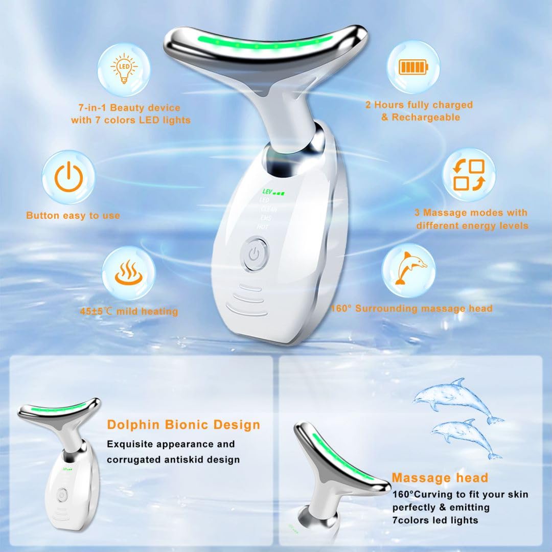 Bestechy massage visage LED 7 couleurs: stimulation douce pour un teint plus lumineux.