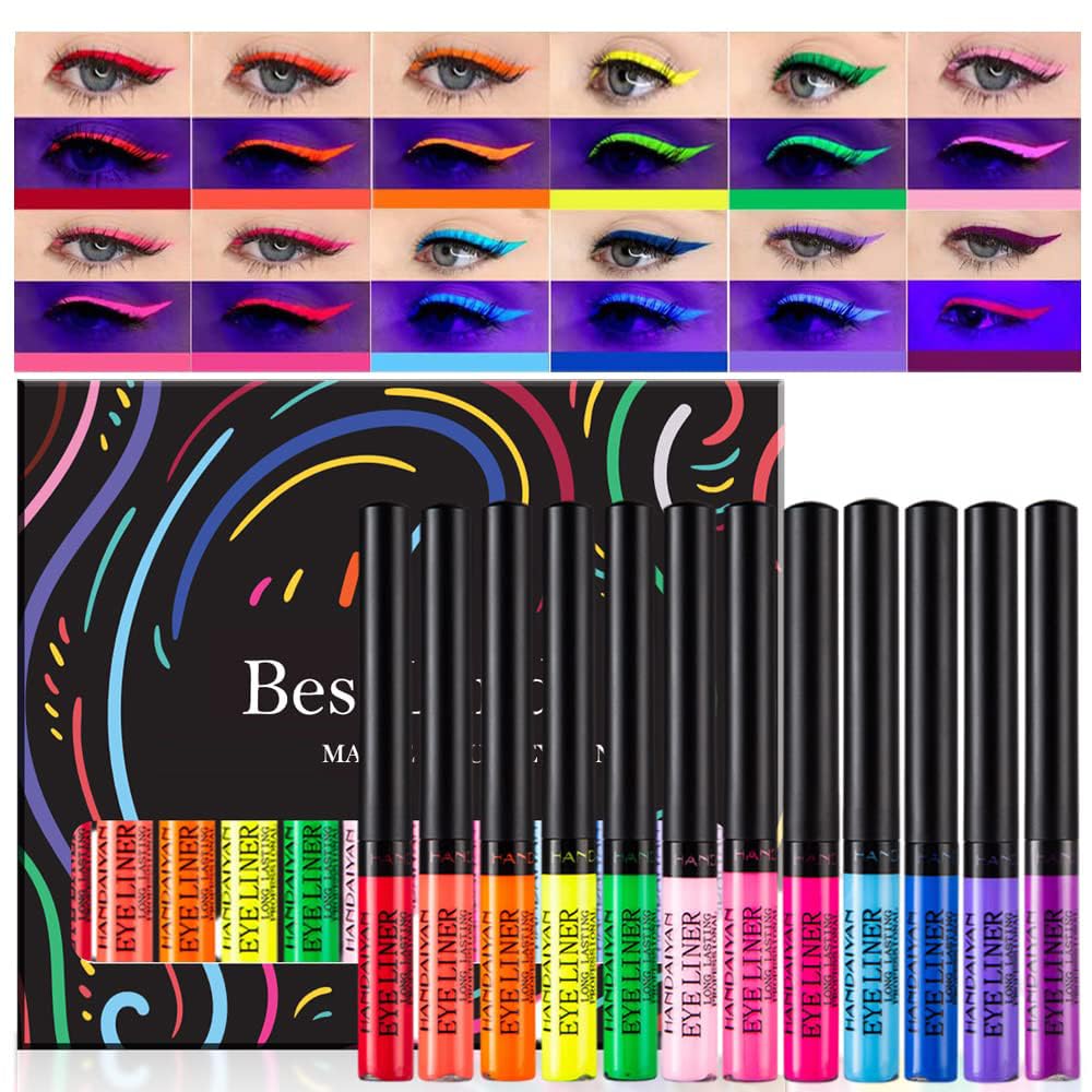 BestLand ensemble 12 couleurs eyeliner liquide mat : palette polyvalente pour looks colorés et durables