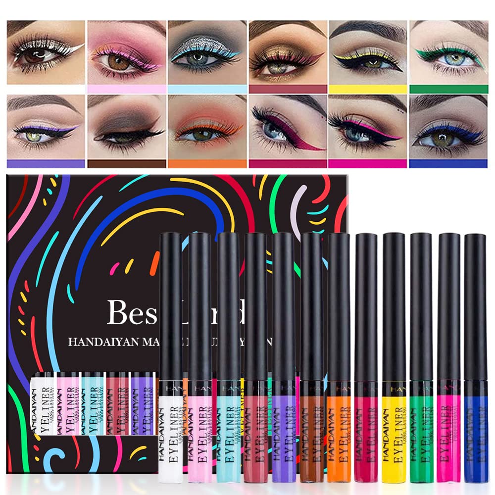 BestLand ensemble crayons liquides yeux 12 couleurs avec etui élégant.