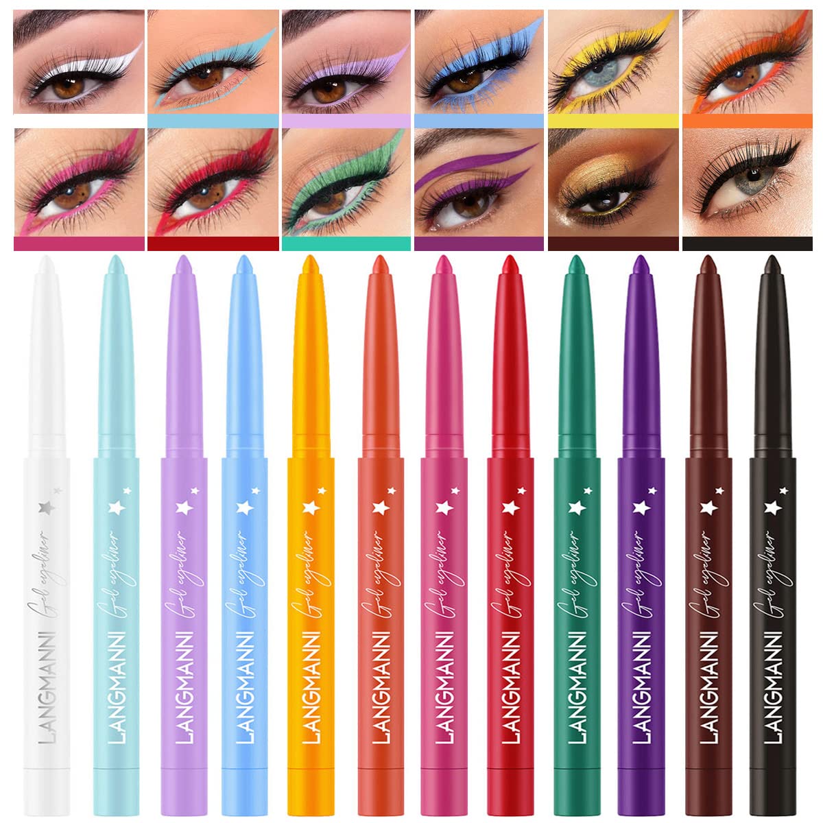 BestLand ensemble delineateur gel 12 couleurs matte: palette vibrante pour créativité quotidienne des yeux.