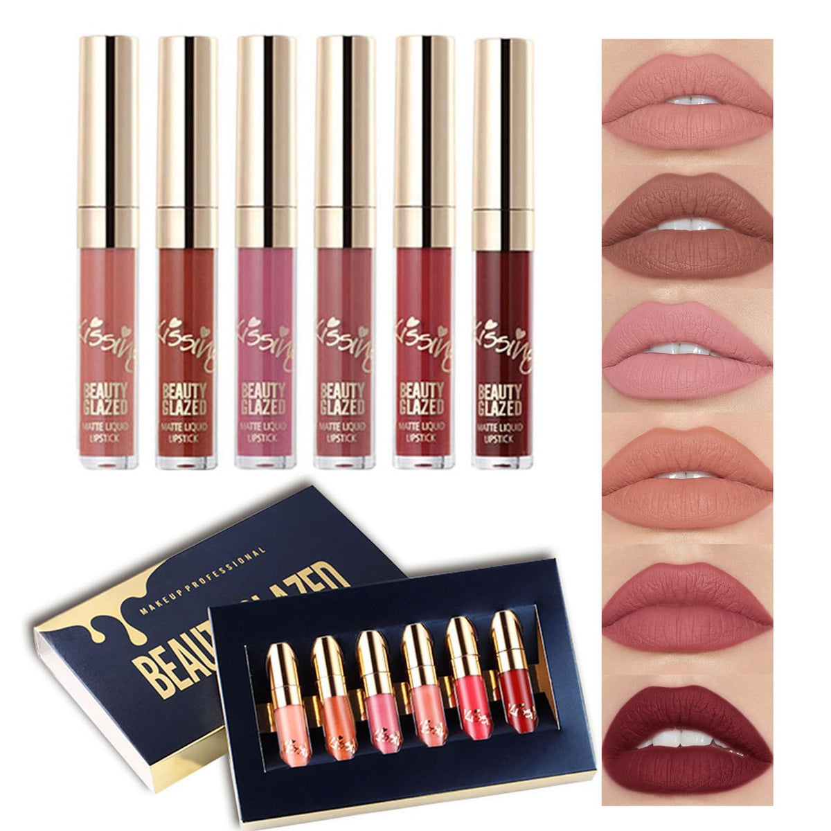 BestLand ensemble de rouges matte 6 teintes durables pour lèvres.